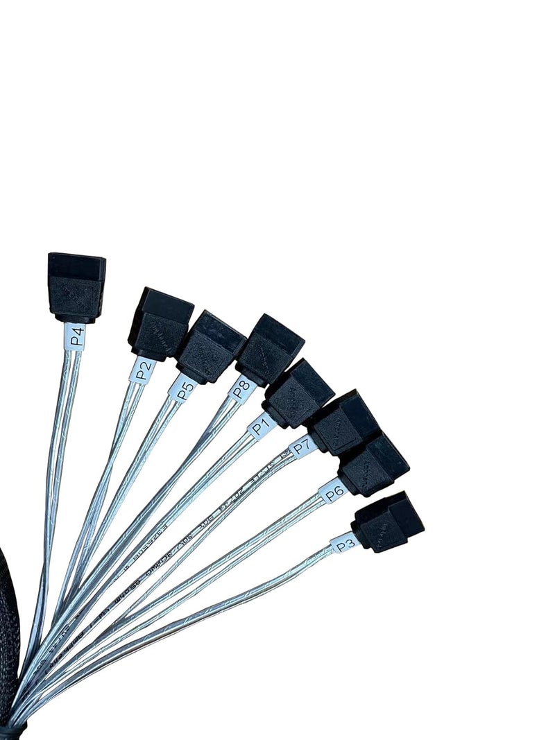 DiliVing 𝐃𝐢𝐋𝐢𝐧𝐤𝐞𝐫 𝐌𝐂𝐈𝐎 x8 to 8*𝐒𝐀𝐓𝐀,𝐒𝐅𝐅-𝐓𝐀-𝟏𝟎𝟏𝟔 74Pin to 8*𝐒𝐀𝐓𝐀 7P, 𝐌𝐂𝐈𝐎 Host/RAID to SATA Target HD, 75CM Cable - Image 2